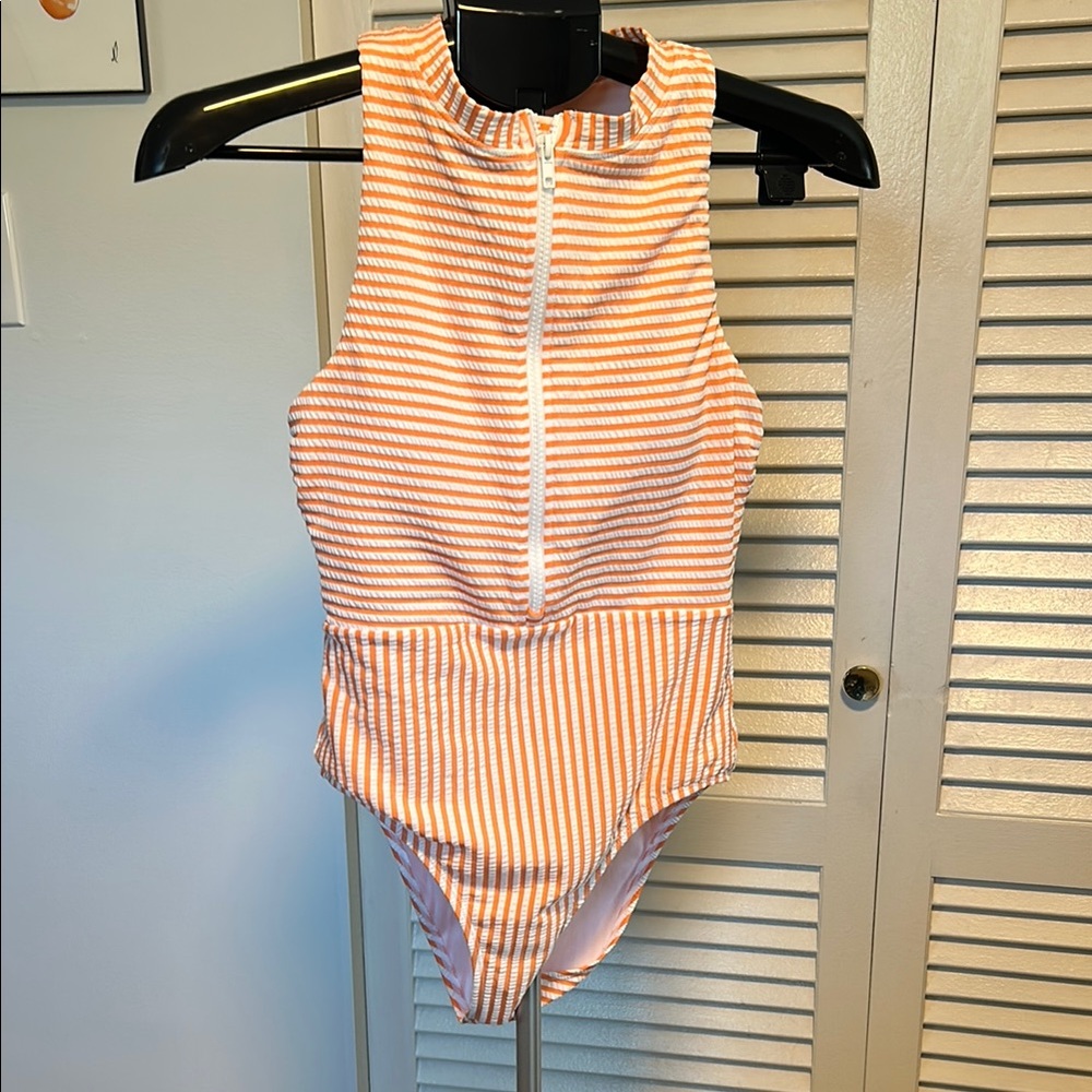 Splendid Orange and White Striped Swimwear